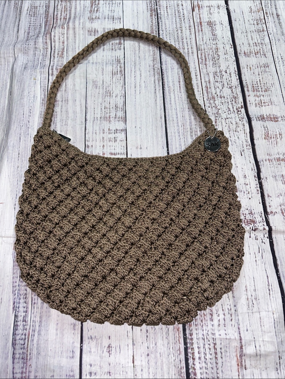 The Sak Crochet Knit Shoulder Bag in Brown